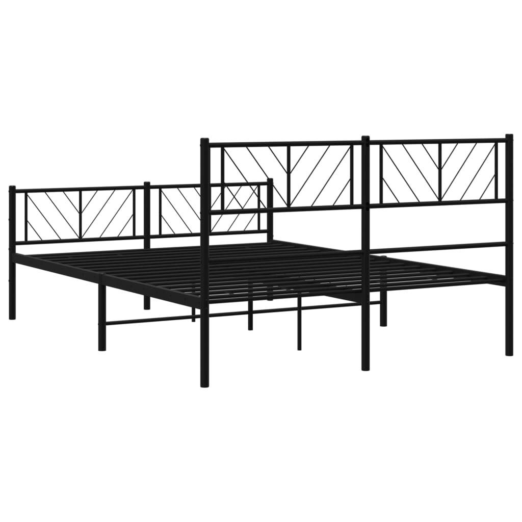 Metalni okvir kreveta uzglavlje i podnožje crni 140x190 cm