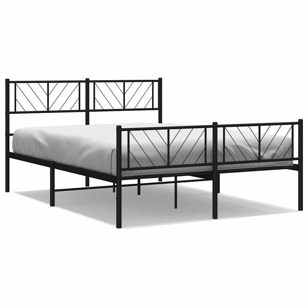 Metalni okvir kreveta uzglavlje i podnožje crni 150x200 cm