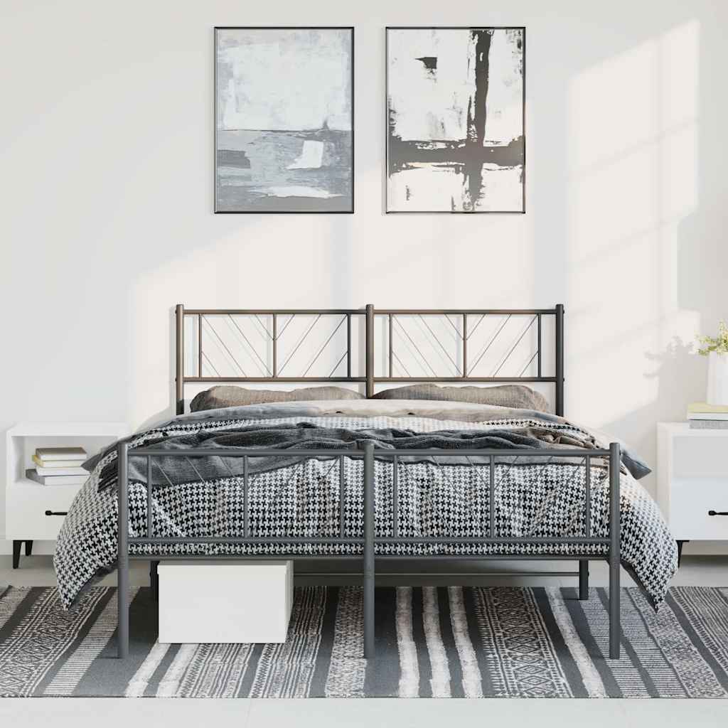 Metalni okvir kreveta uzglavlje i podnožje crni 150x200 cm