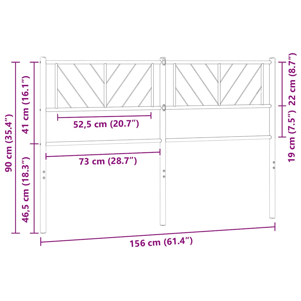Metalno zamjensko uzglavlje crno 150 cm