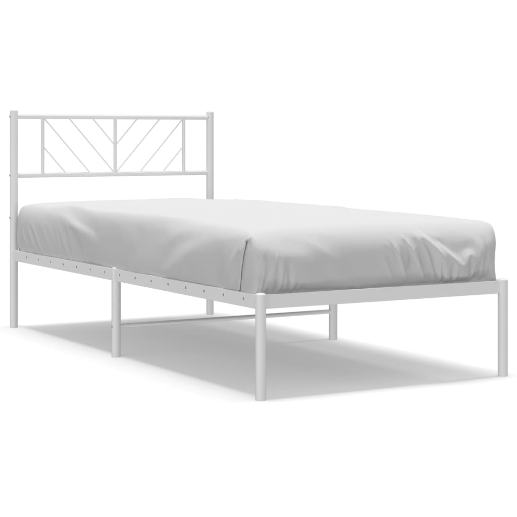 Metalni okvir krevet bez madraca s uzglavljem bijeli 75x190 cm