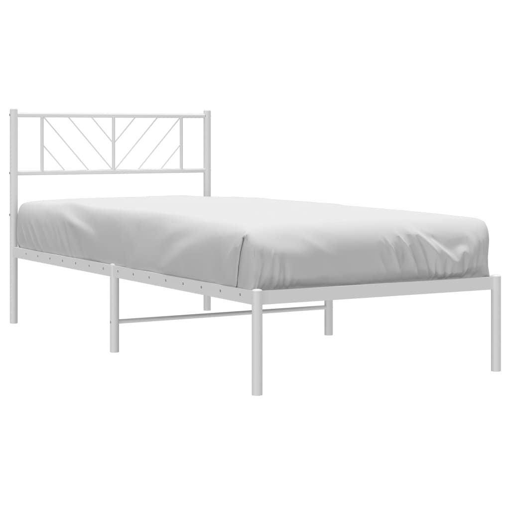 Metalni okvir krevet bez madraca s uzglavljem bijeli 75x190 cm