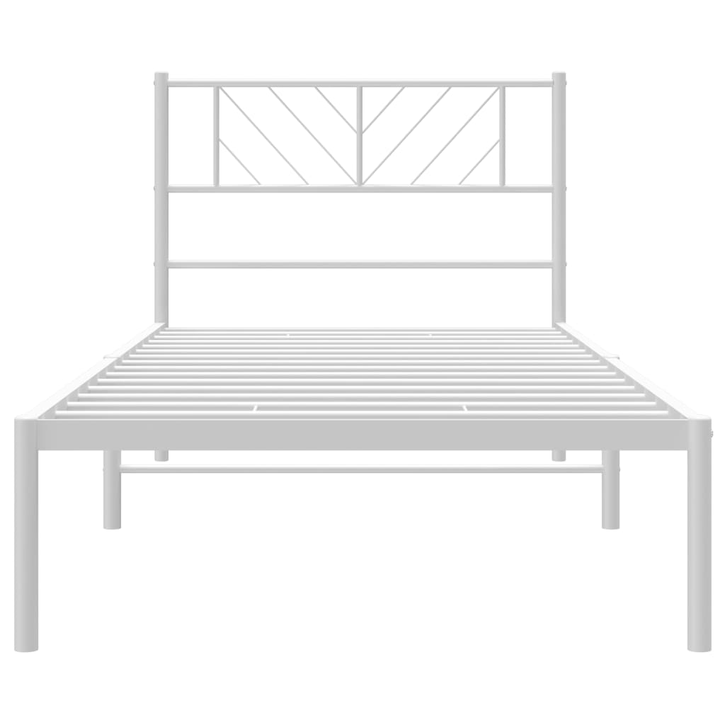 Metalni okvir krevet bez madraca s uzglavljem bijeli 75x190 cm