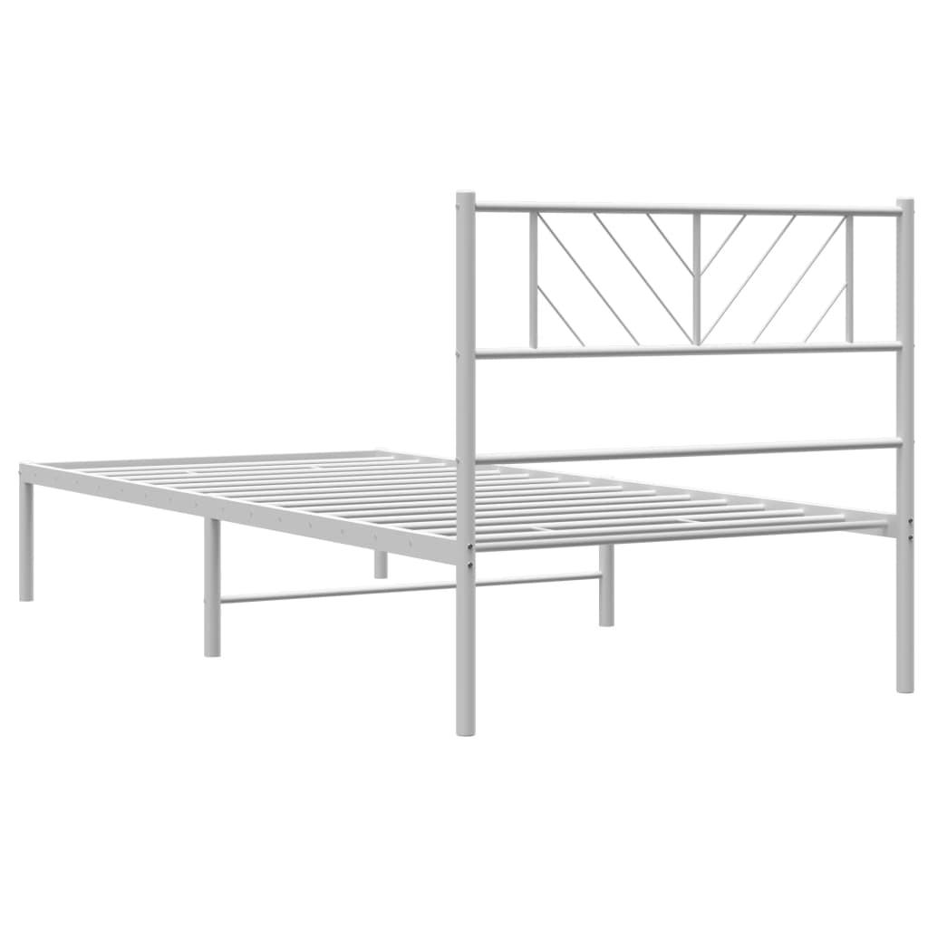Metalni okvir krevet bez madraca s uzglavljem bijeli 75x190 cm