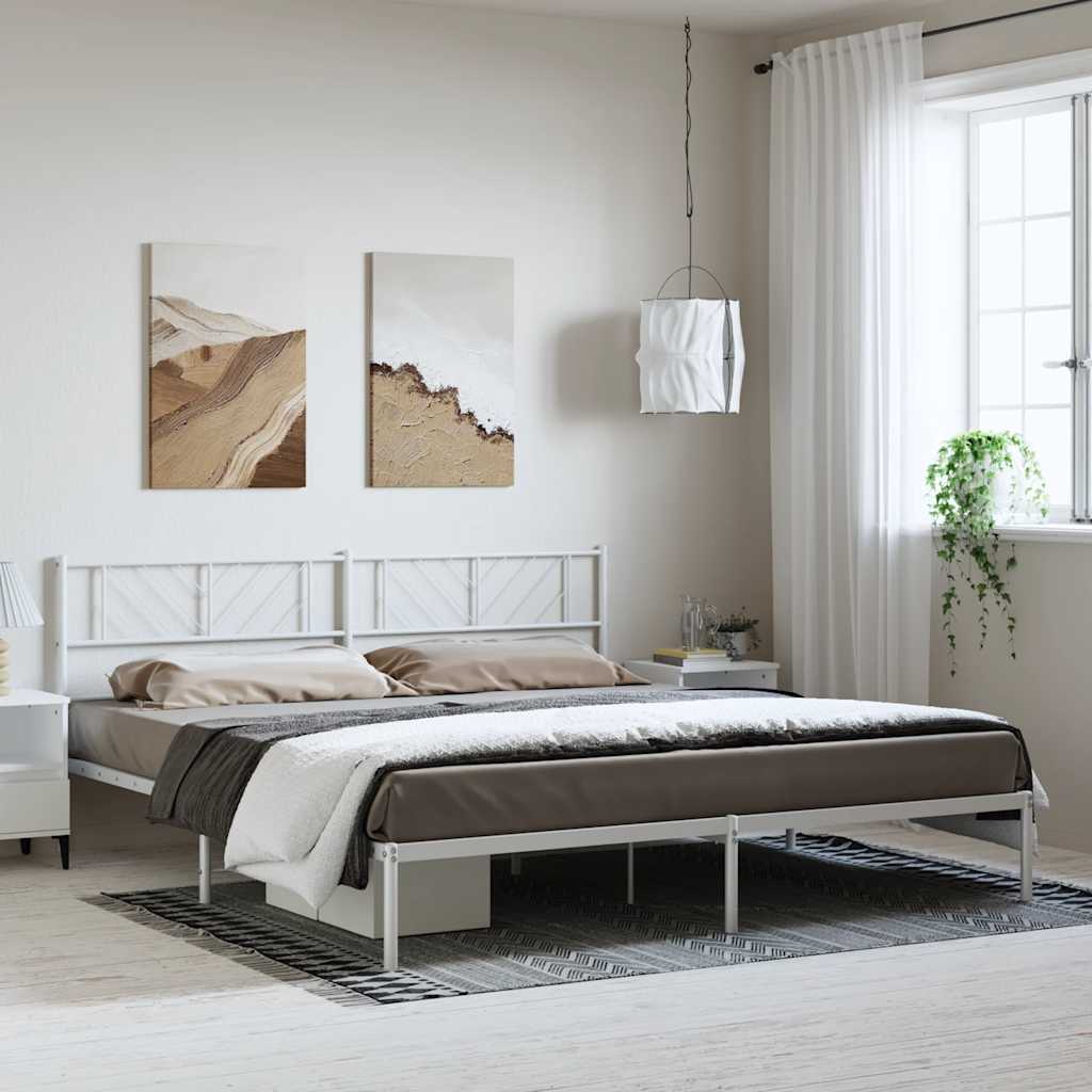 Metalni okvir za krevet s uzglavljem bijeli 183x213 cm