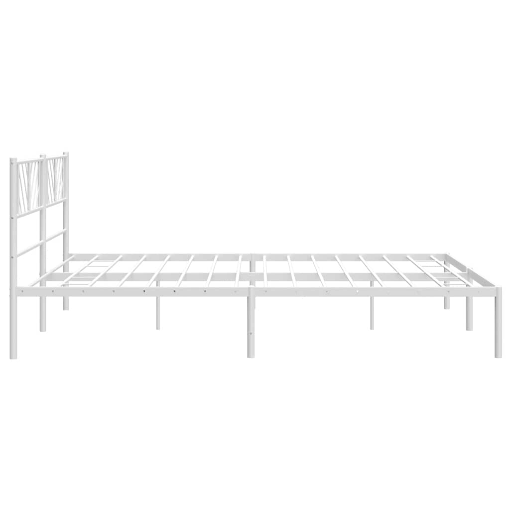 Metalni okvir za krevet s uzglavljem bijeli 193x203 cm