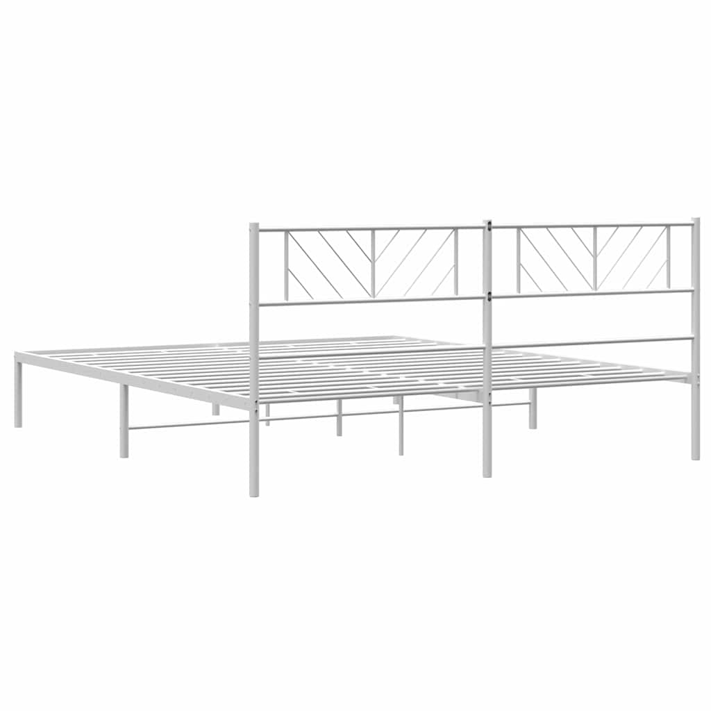 Metalni okvir za krevet s uzglavljem bijeli 193x203 cm