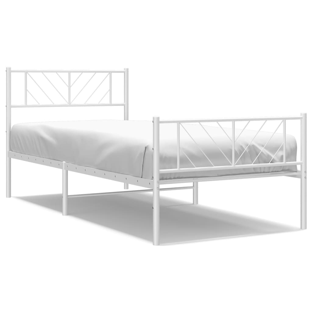Metalni okvir kreveta uzglavlje i podnožje bijeli 75x190 cm