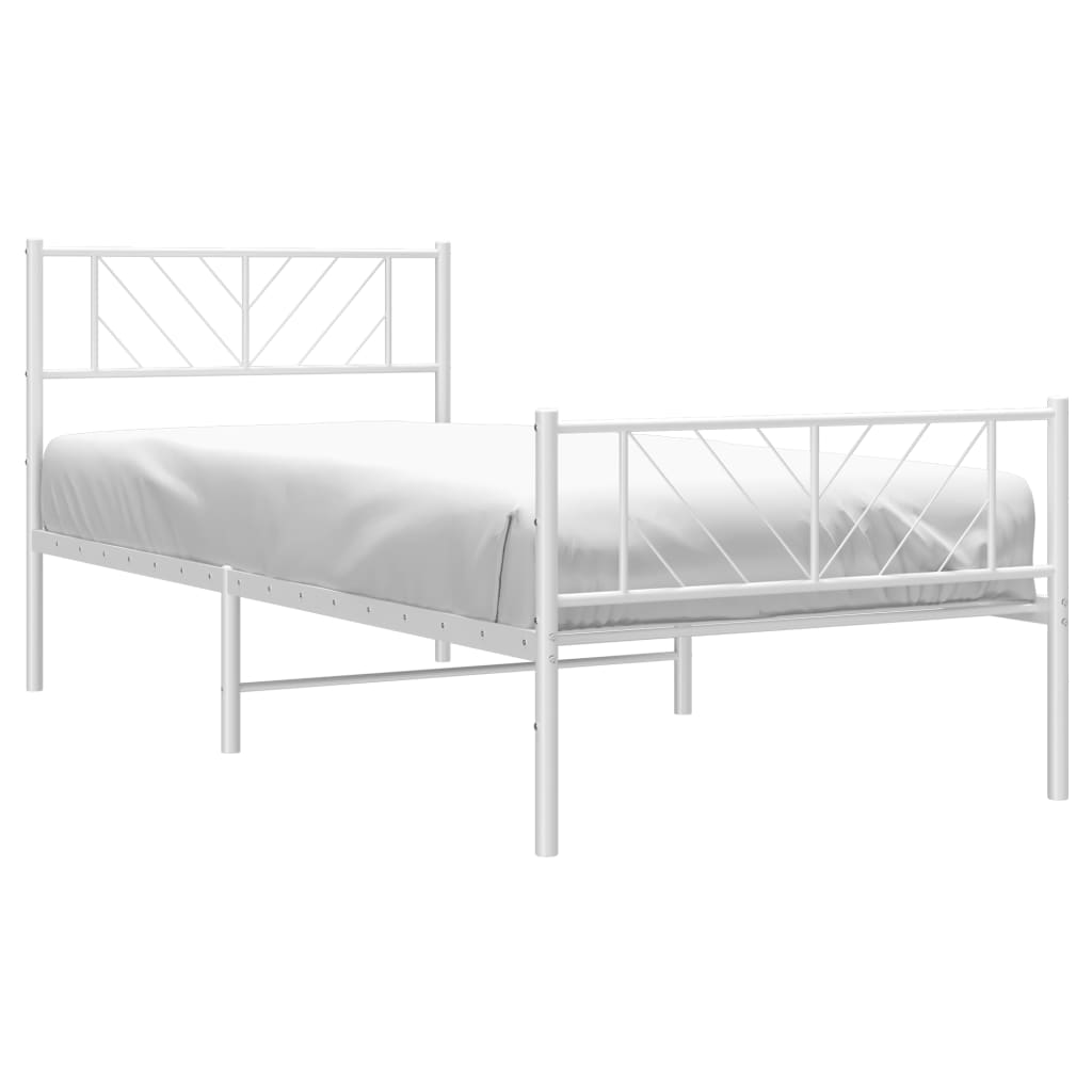 Metalni okvir kreveta uzglavlje i podnožje bijeli 75x190 cm