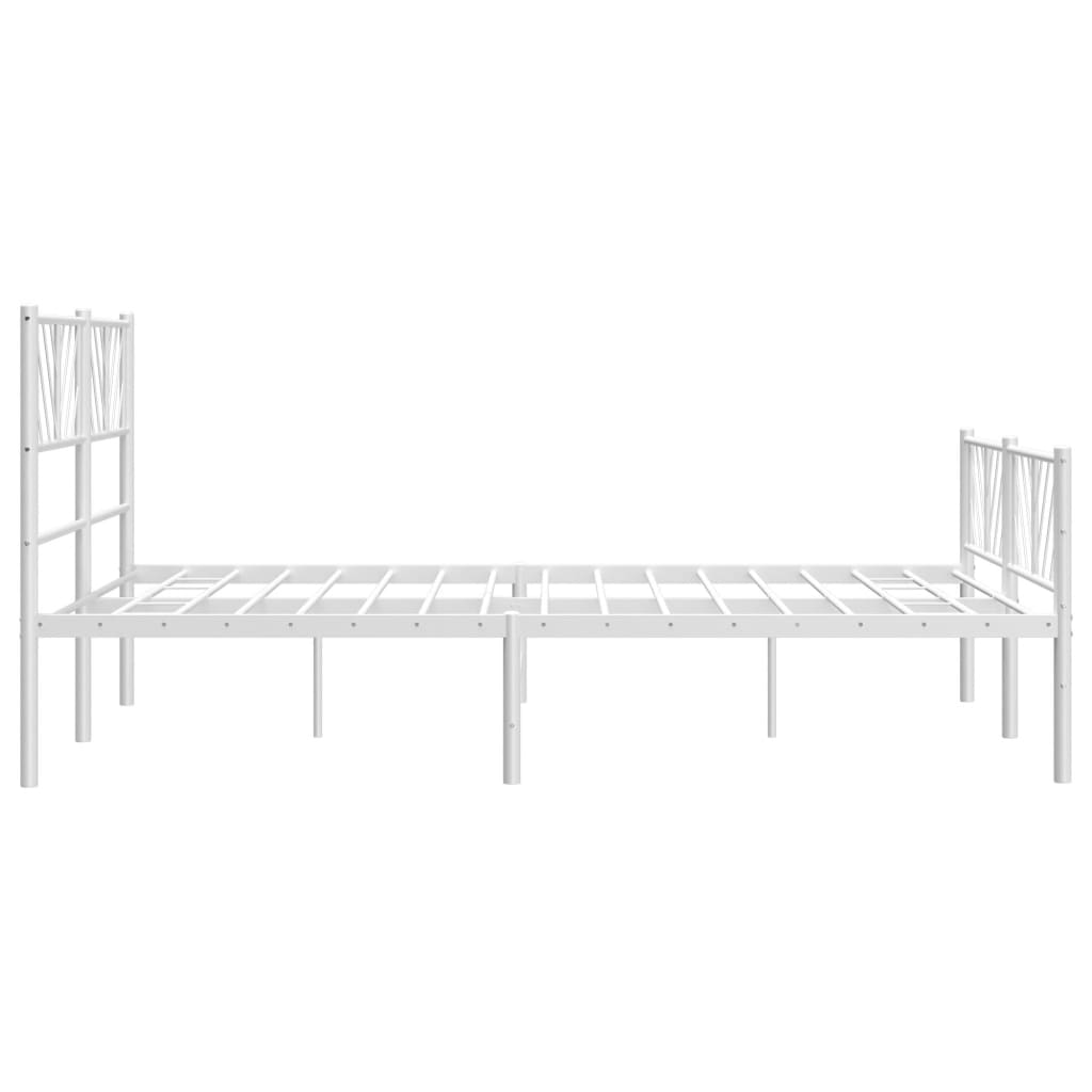 Metalni okvir kreveta uzglavlje i podnožje bijeli 140 x 190 cm
