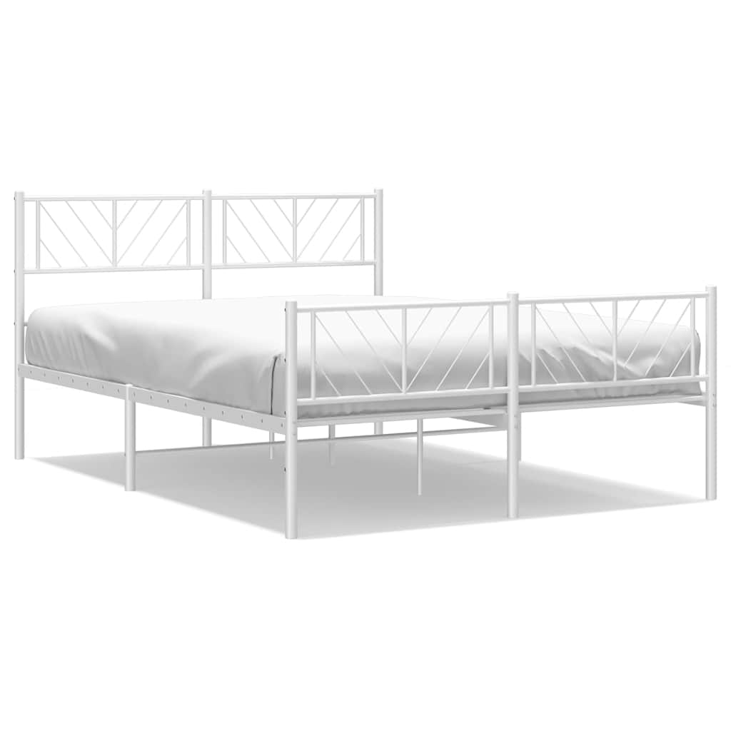 Metalni okvir kreveta uzglavlje i podnožje bijeli 150 x 200 cm