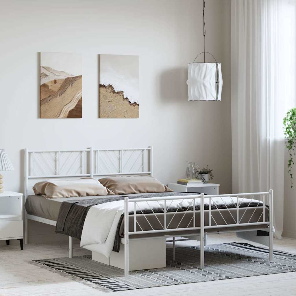 Metalni okvir kreveta uzglavlje i podnožje bijeli 150 x 200 cm