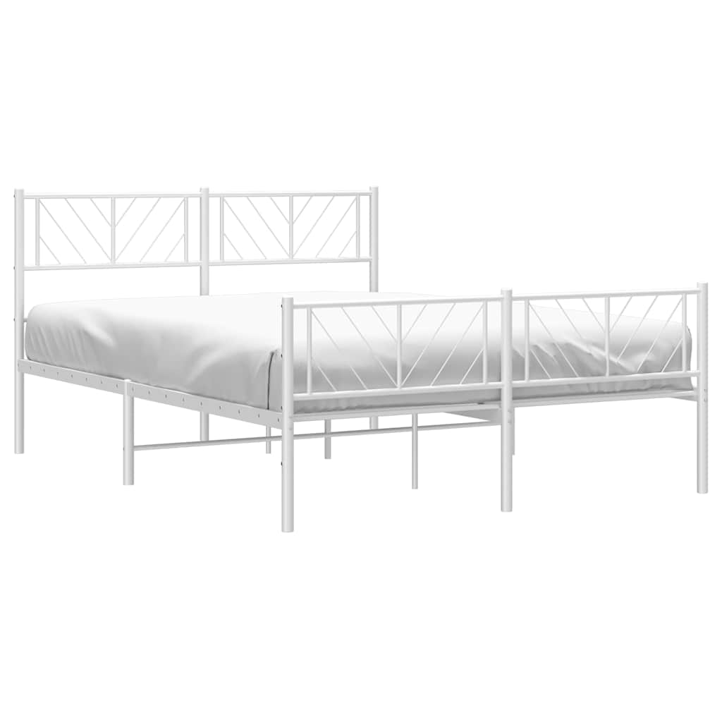 Metalni okvir kreveta uzglavlje i podnožje bijeli 150 x 200 cm