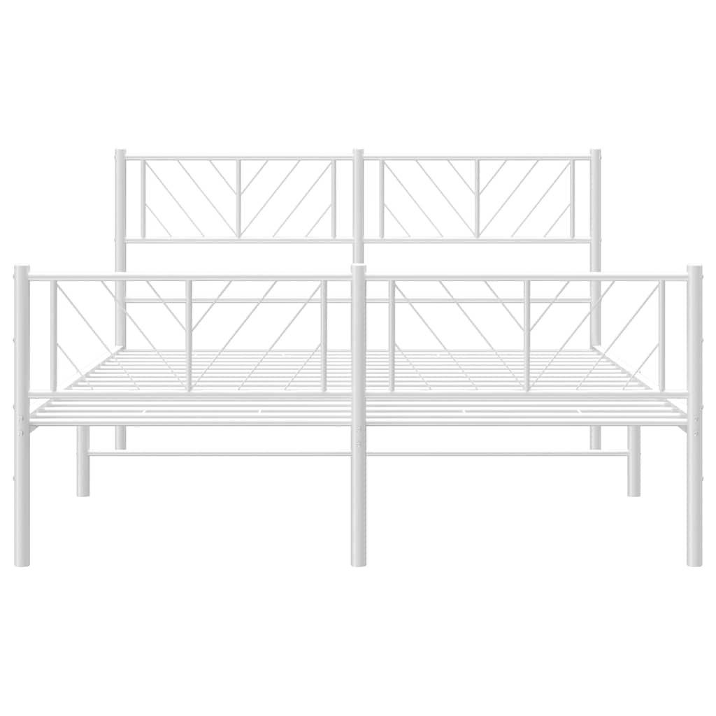 Metalni okvir kreveta uzglavlje i podnožje bijeli 150 x 200 cm