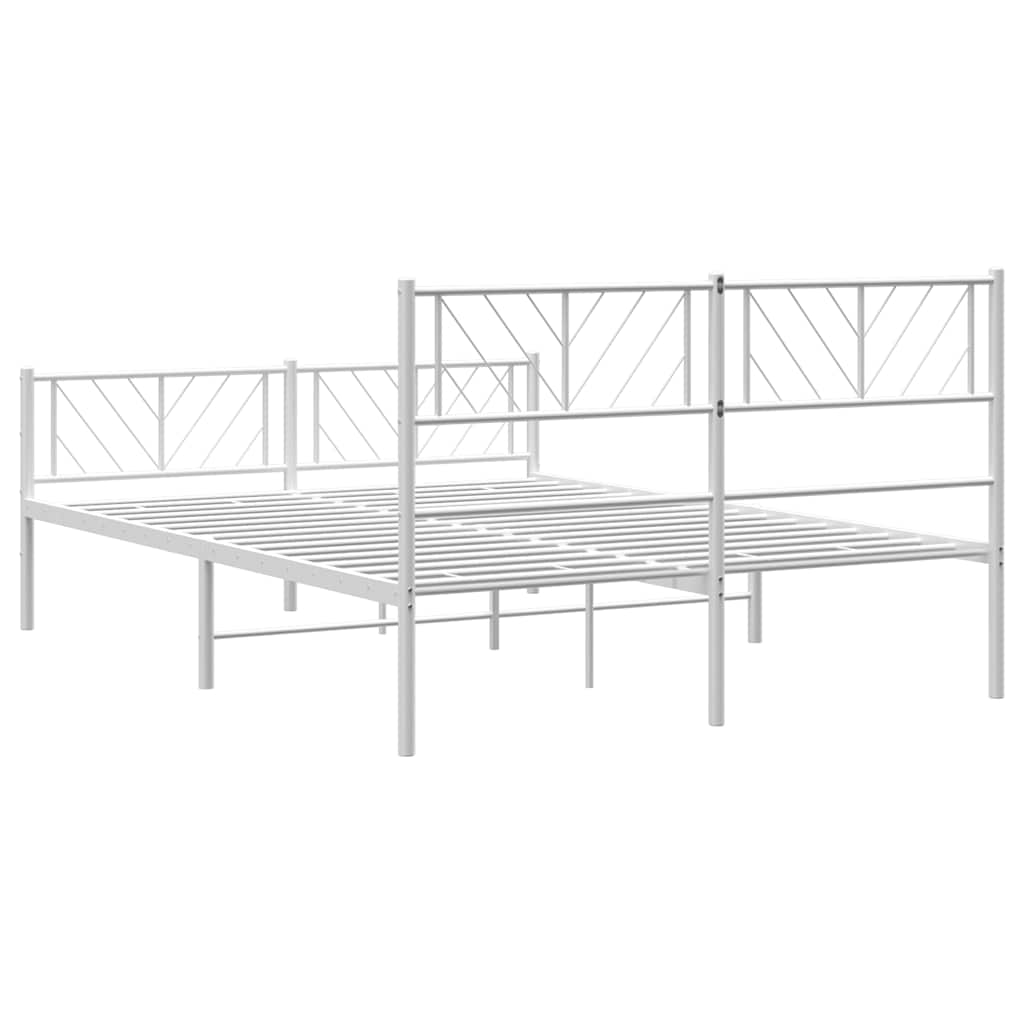 Metalni okvir kreveta uzglavlje i podnožje bijeli 150 x 200 cm