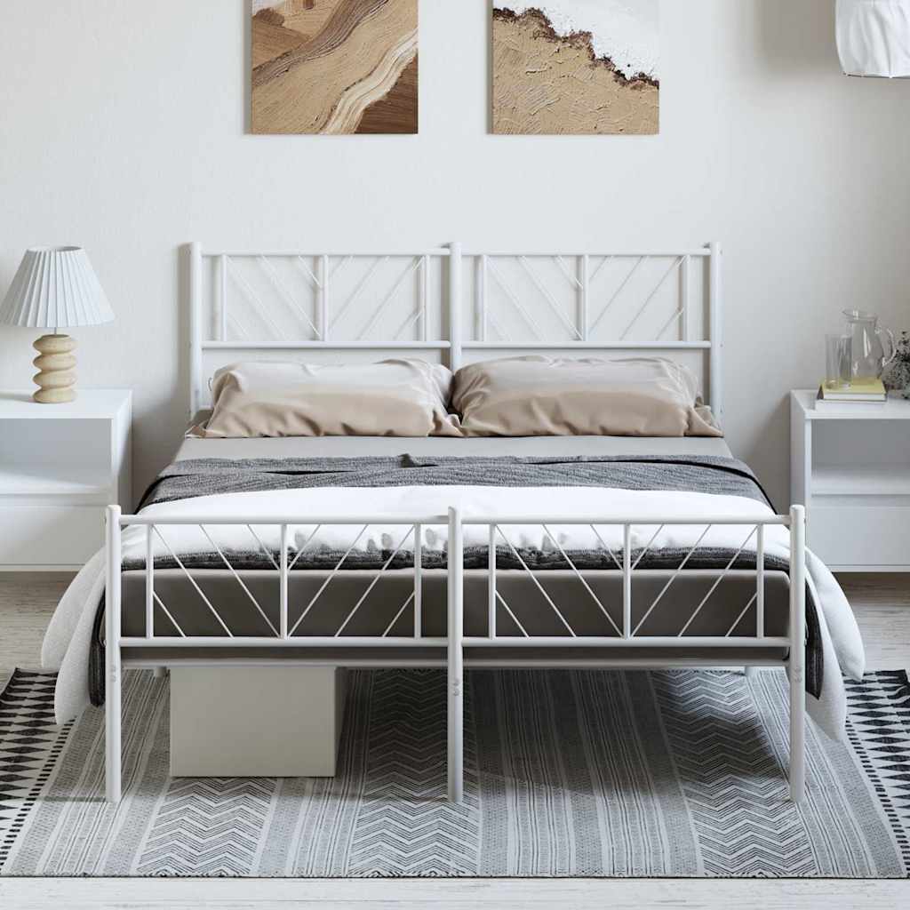 Metalni okvir kreveta uzglavlje i podnožje bijeli 150 x 200 cm