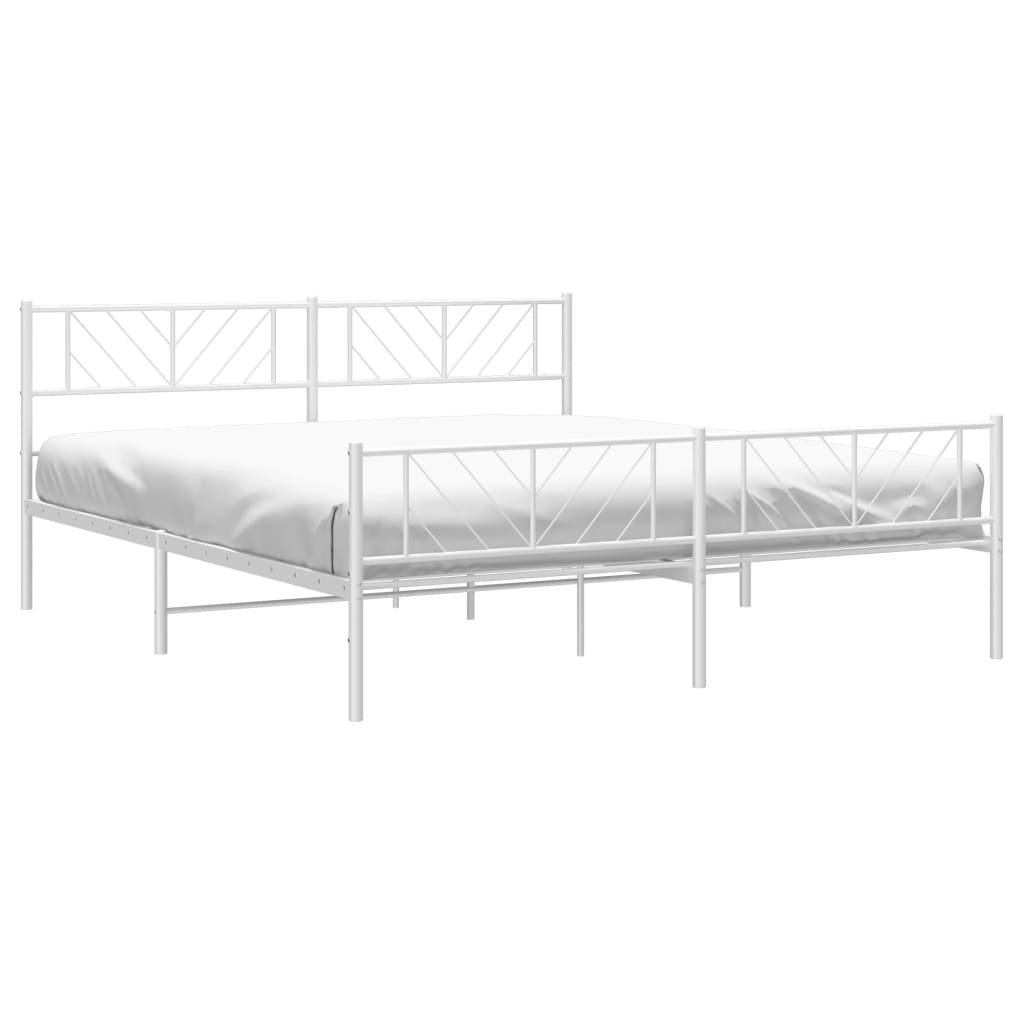 Metalni okvir kreveta uzglavlje i podnožje bijeli 183x213 cm