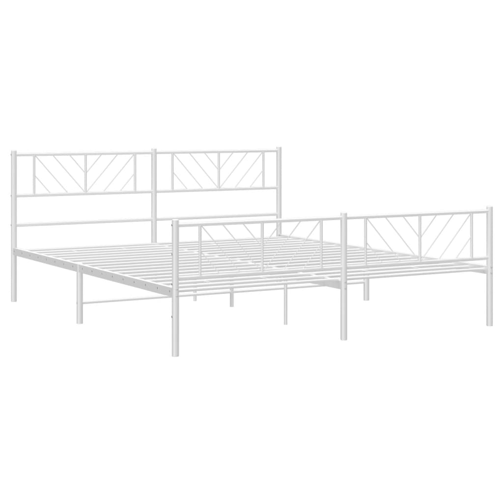 Metalni okvir kreveta uzglavlje i podnožje bijeli 183x213 cm