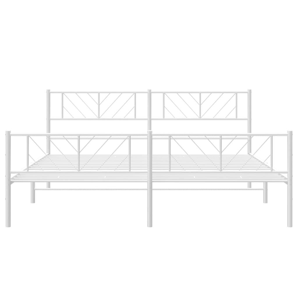 Metalni okvir kreveta uzglavlje i podnožje bijeli 183x213 cm