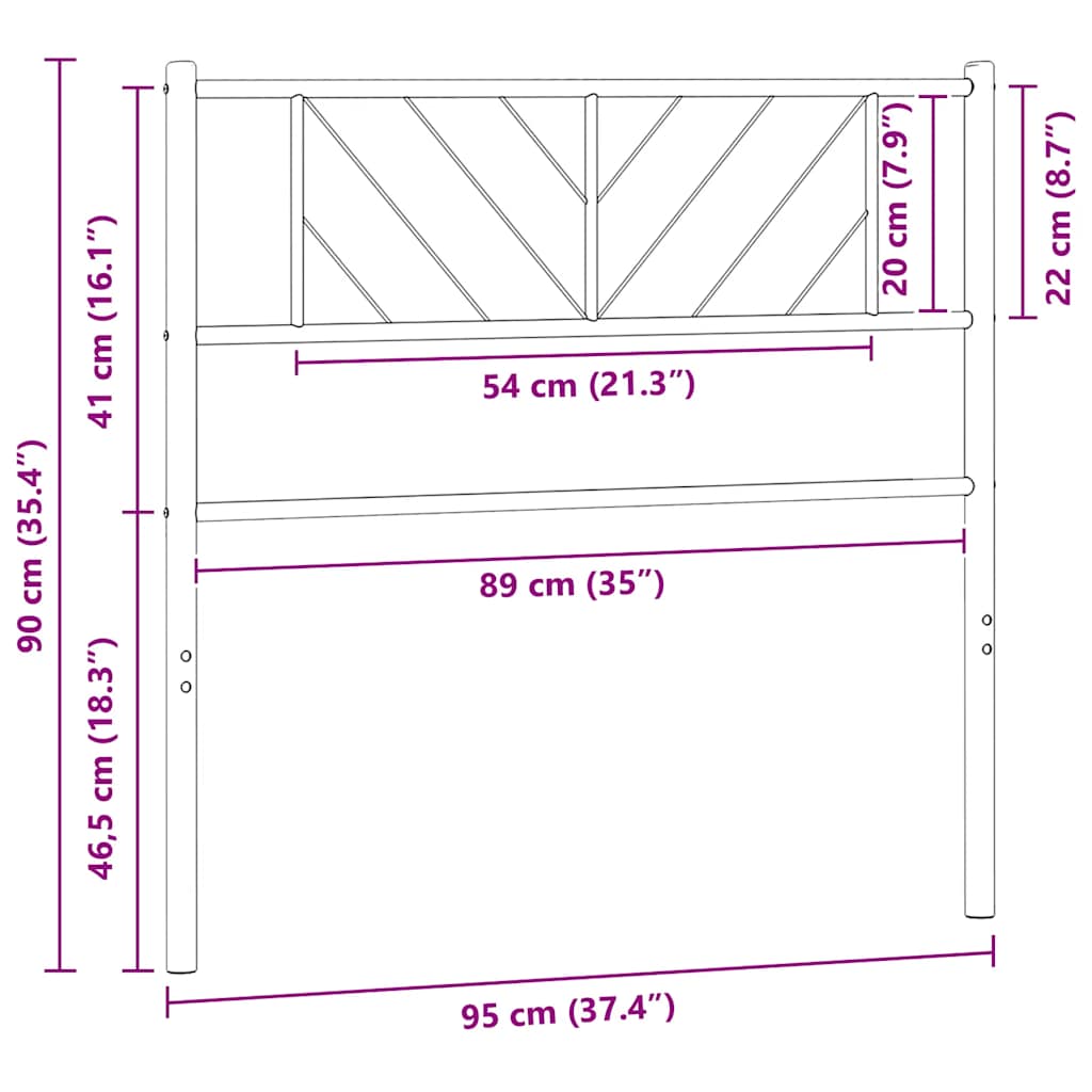 Metalno zamjensko uzglavlje bijelo 90 cm