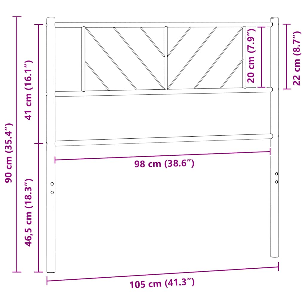 Metalno zamjensko uzglavlje bijelo 100 cm