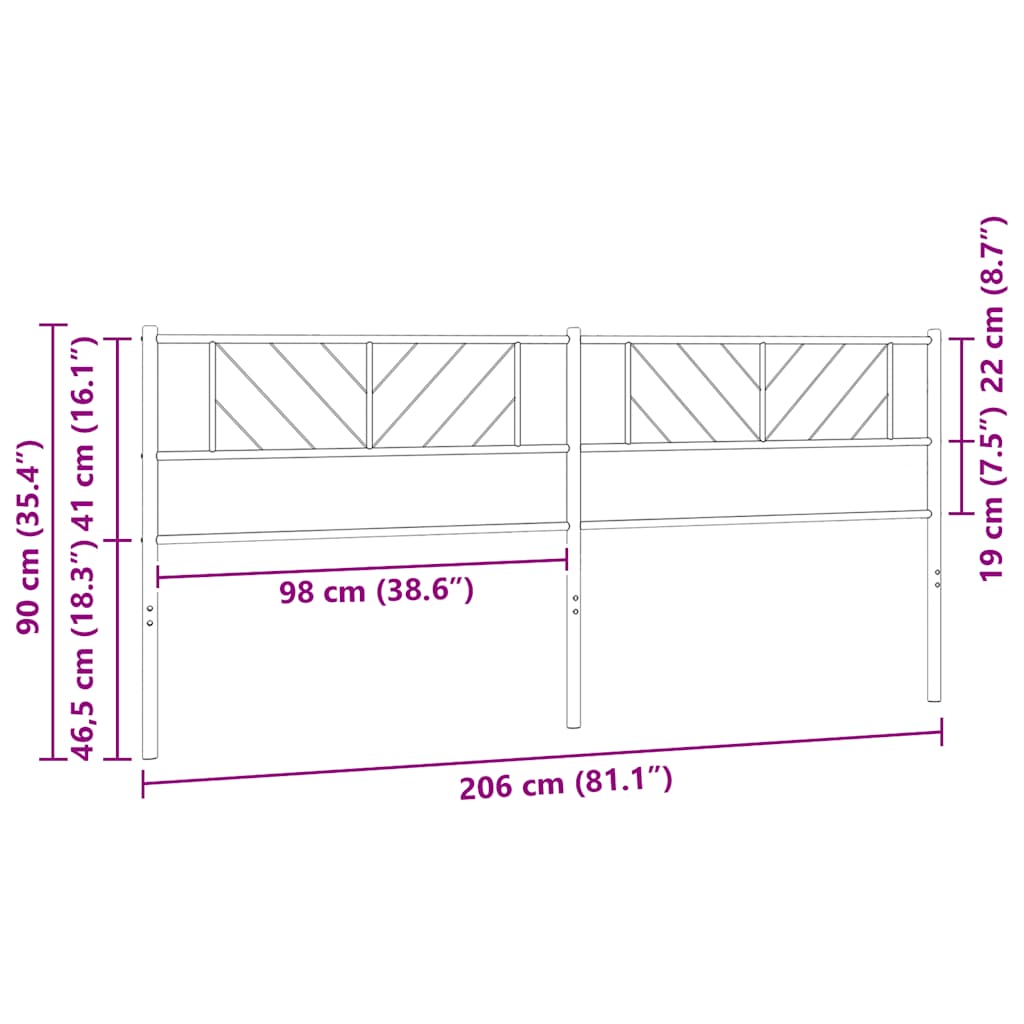 Metalno zamjensko uzglavlje bijelo 200 cm