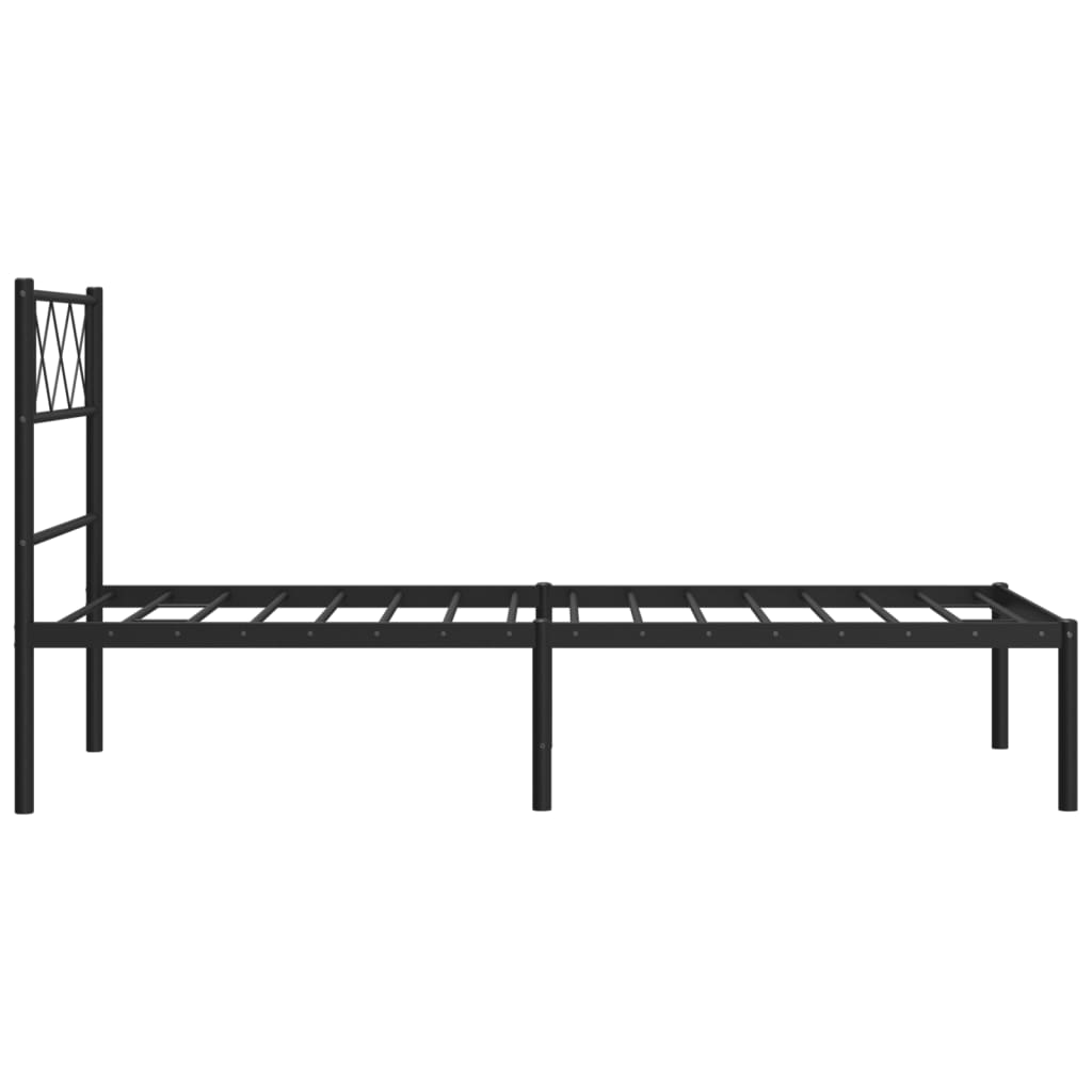 Metalni okvir za krevet s uzglavljem crni 90x190 cm