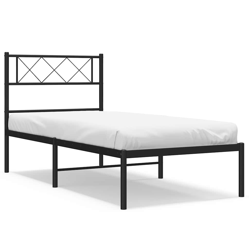 Metalni okvir za krevet s uzglavljem crni 100x200 cm