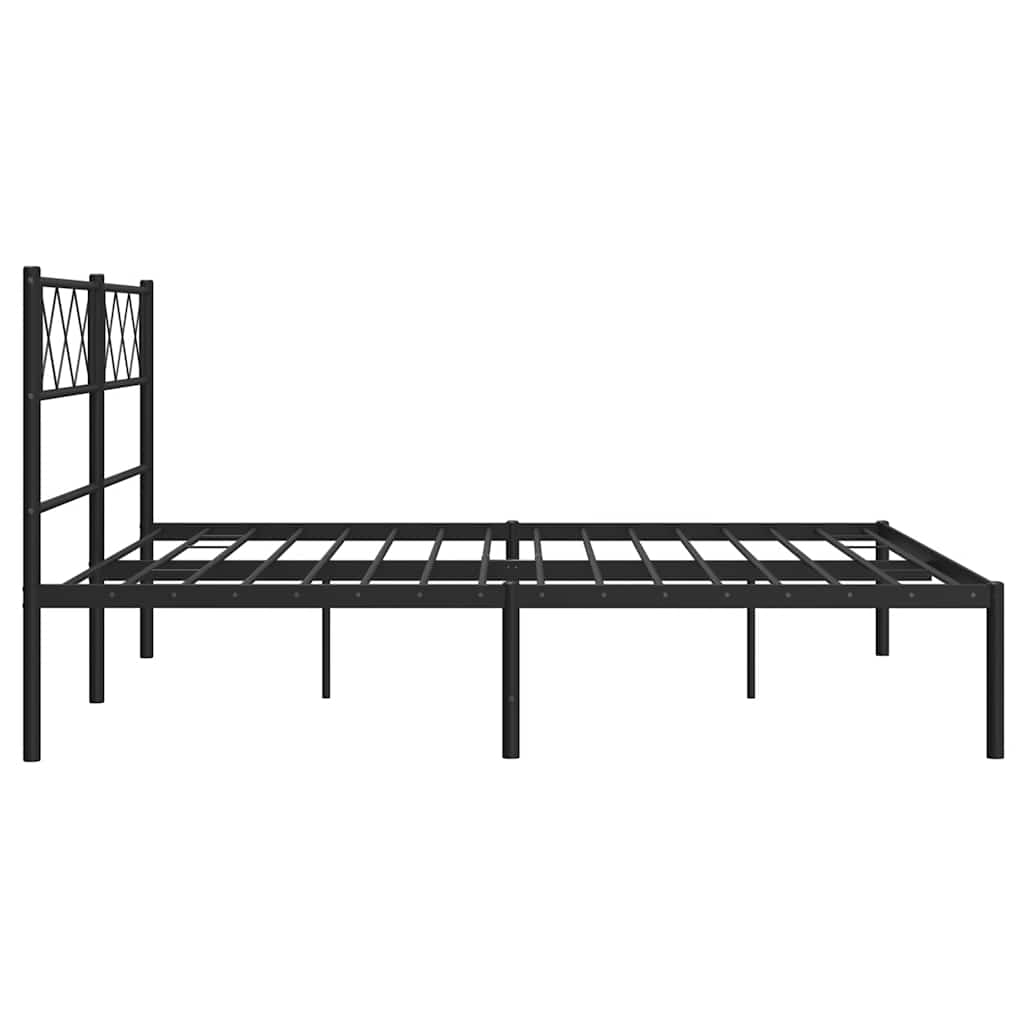 Metalni okvir za krevet s uzglavljem crni 135x190 cm