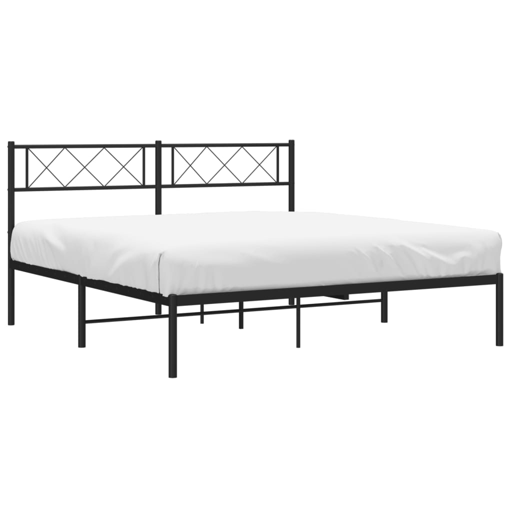 Metalni okvir za krevet s uzglavljem crni 140x200 cm