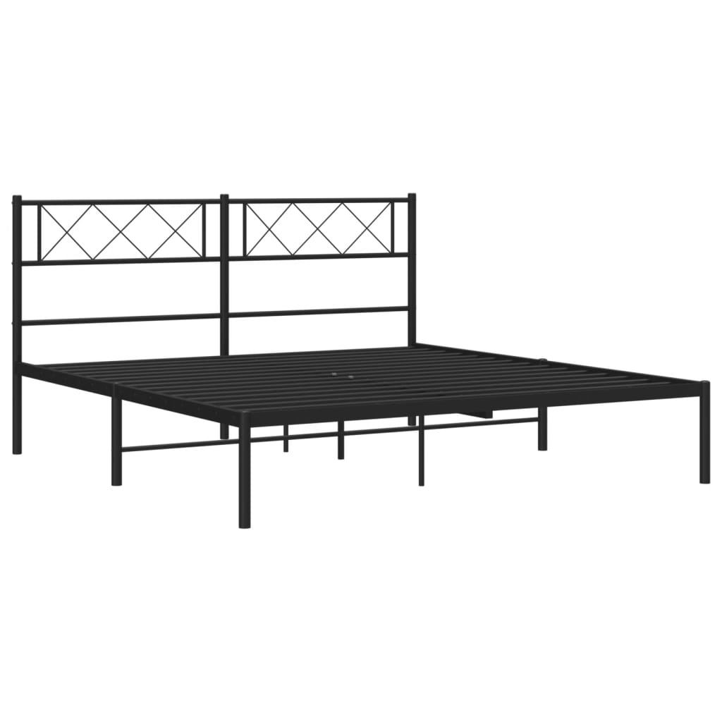 Metalni okvir za krevet s uzglavljem crni 140x200 cm
