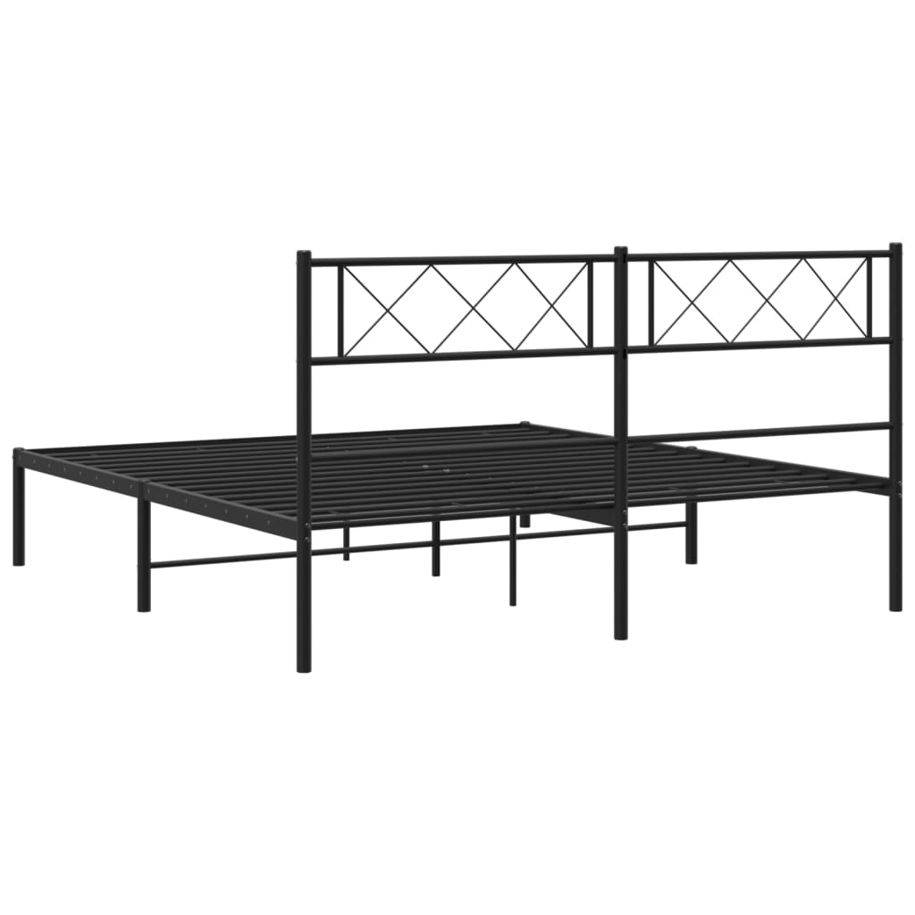 Metalni okvir za krevet s uzglavljem crni 140x200 cm