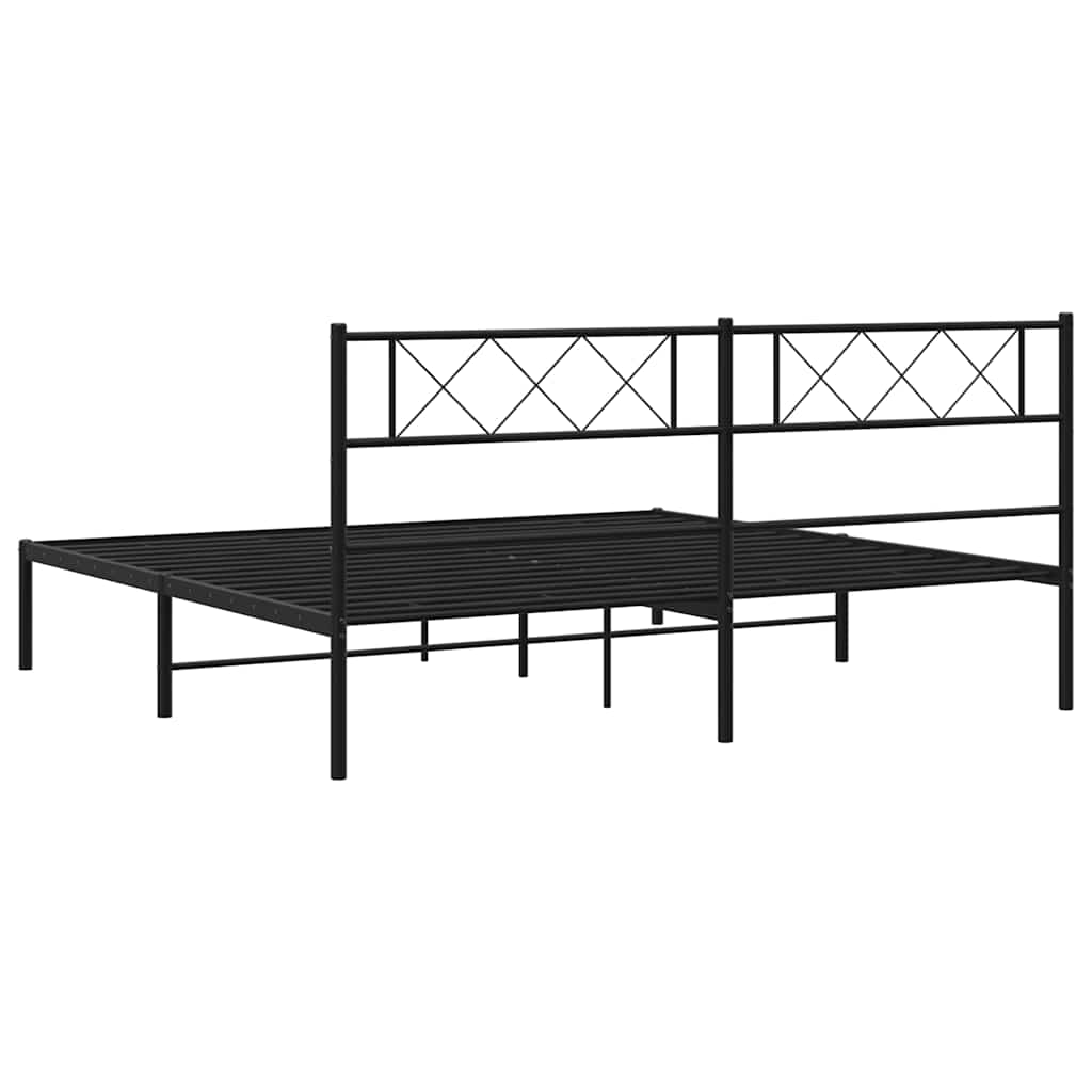 Metalni okvir za krevet s uzglavljem crni 193x203 cm