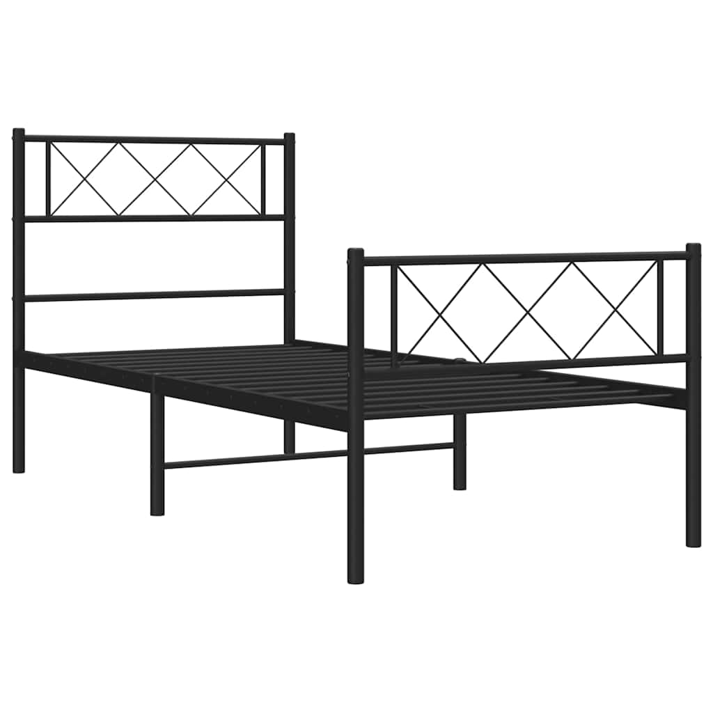 Metalni okvir kreveta uzglavlje i podnožje crni 100x200 cm