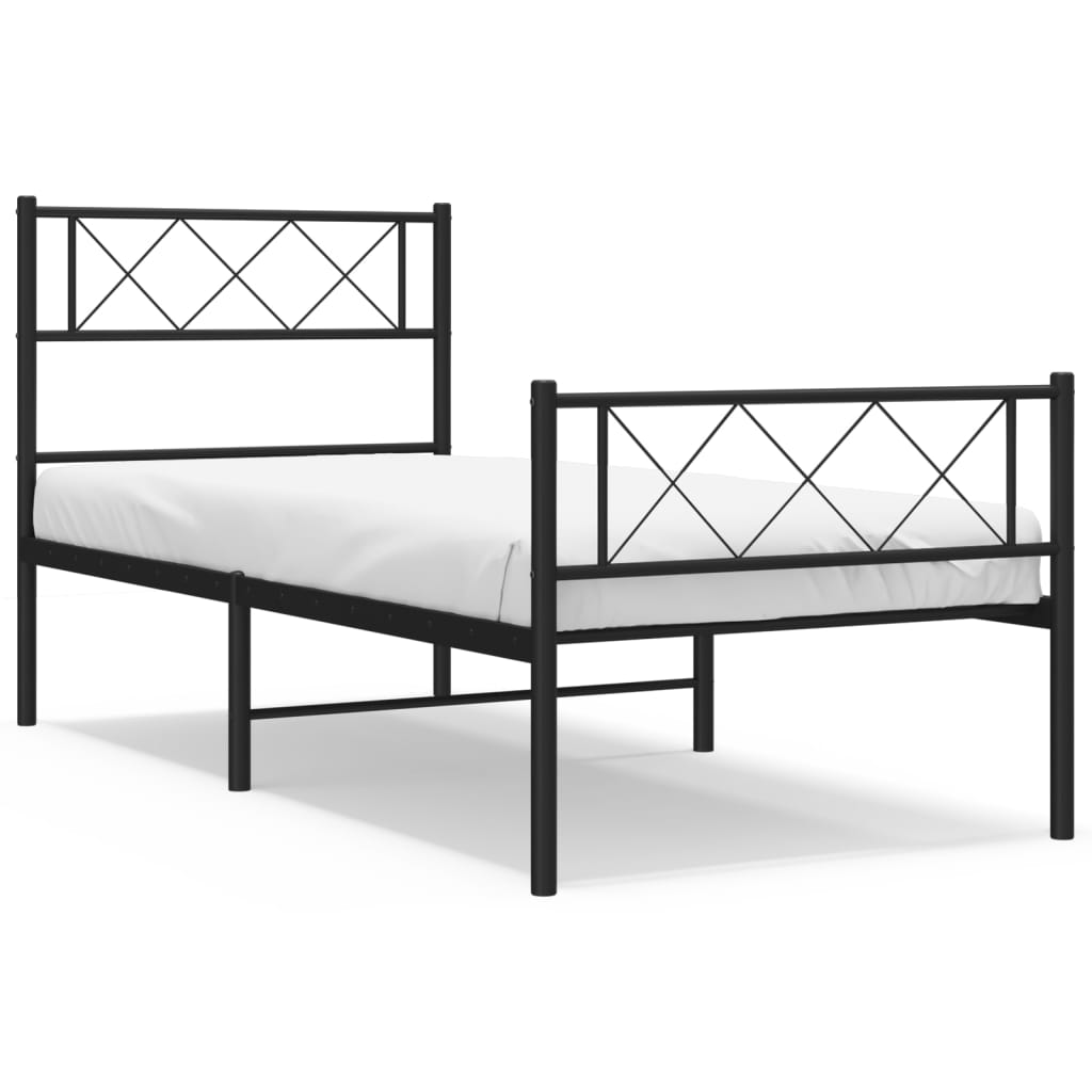Metalni okvir kreveta uzglavlje i podnožje crni 107x203 cm