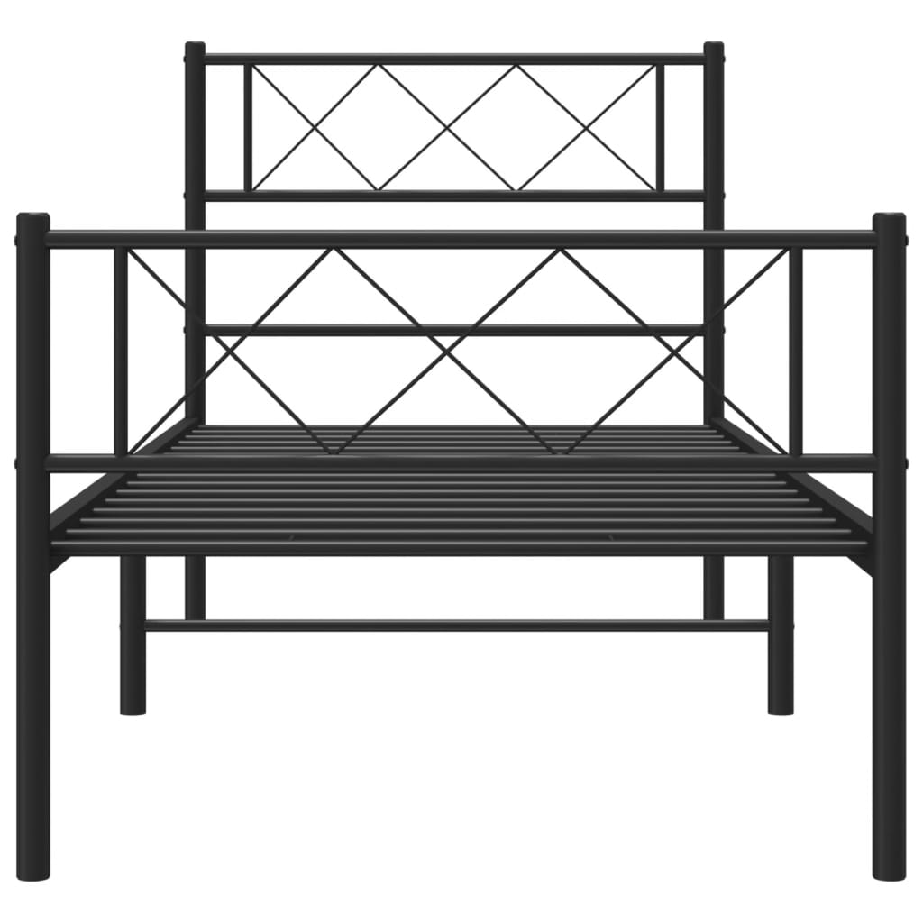 Metalni okvir kreveta uzglavlje i podnožje crni 107x203 cm