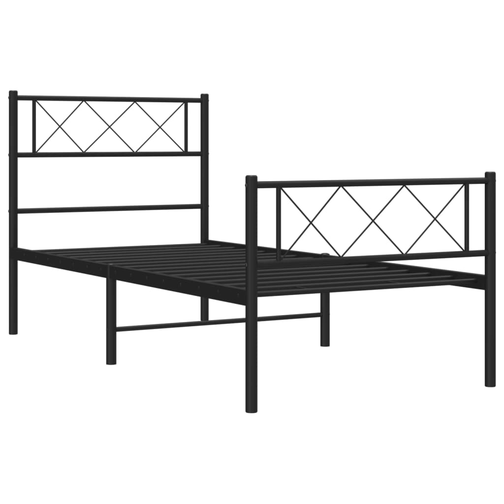 Metalni okvir kreveta uzglavlje i podnožje crni 107x203 cm