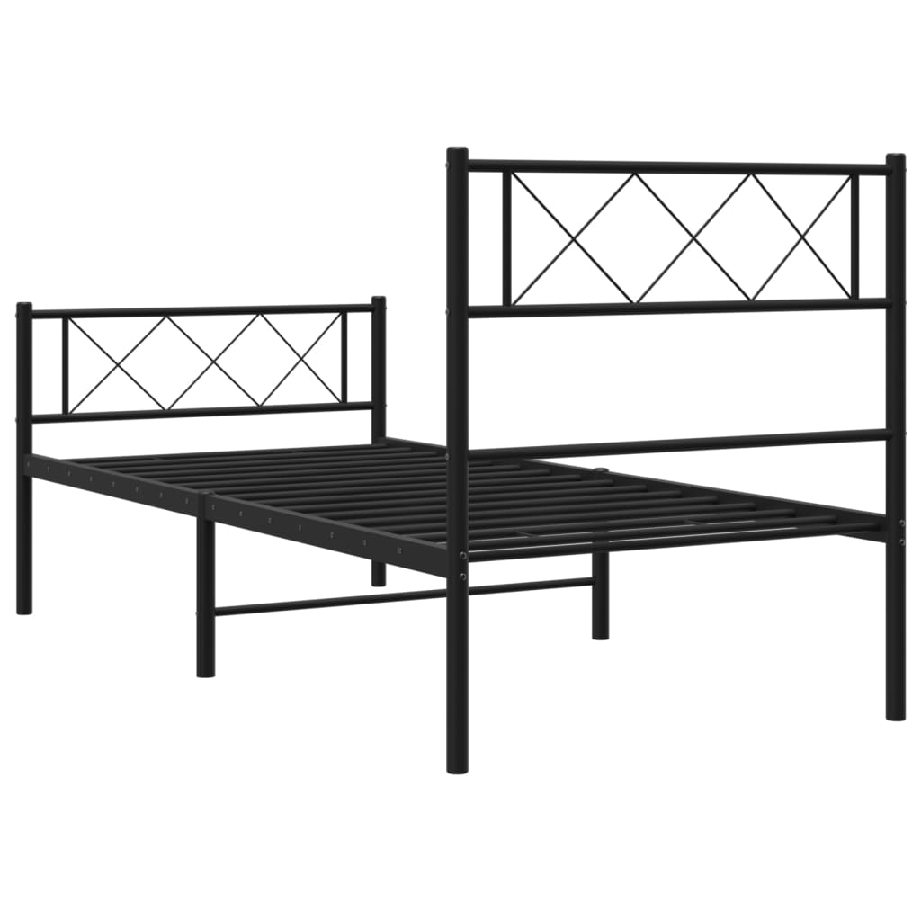 Metalni okvir kreveta uzglavlje i podnožje crni 107x203 cm