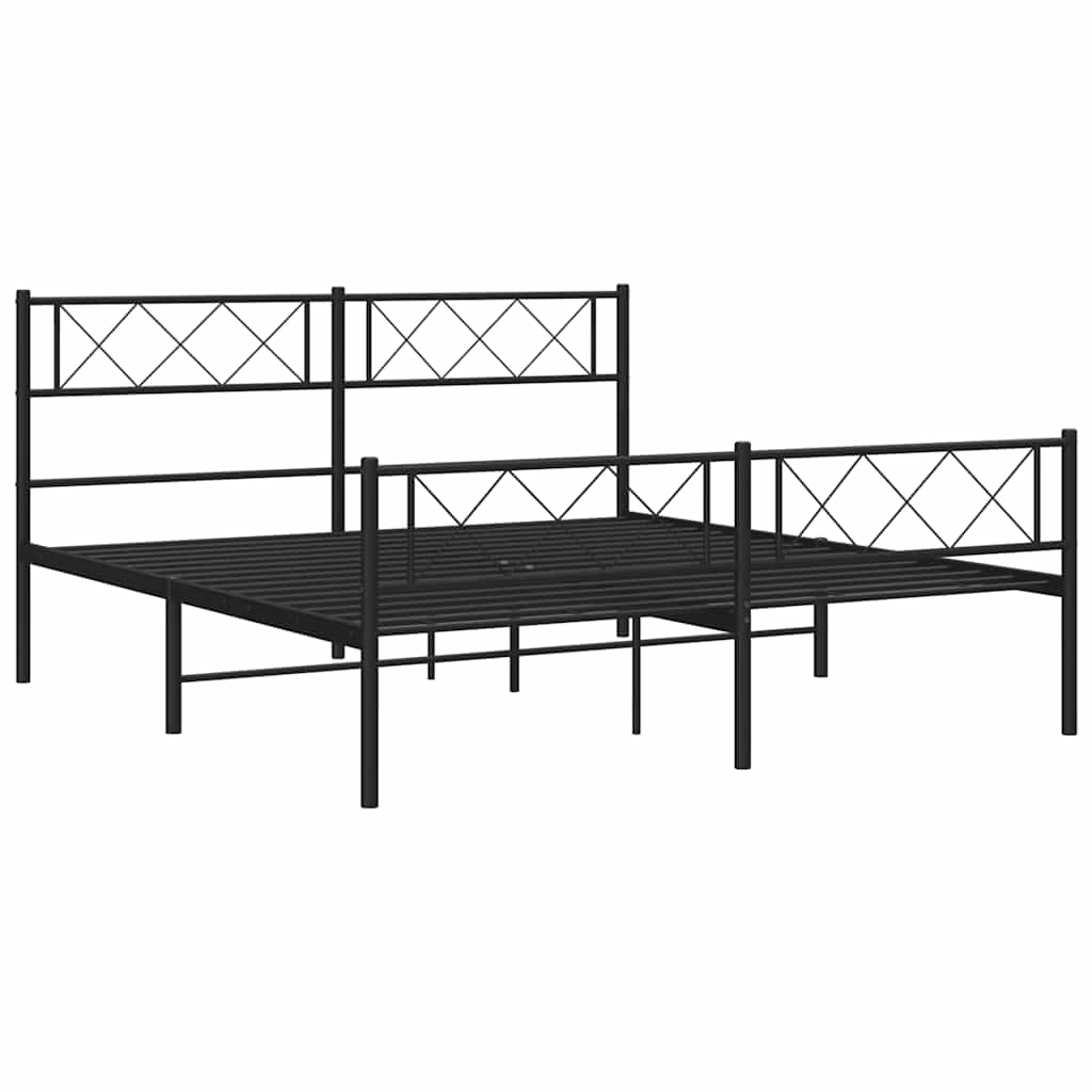 Metalni okvir kreveta uzglavlje i podnožje crni 120x200 cm