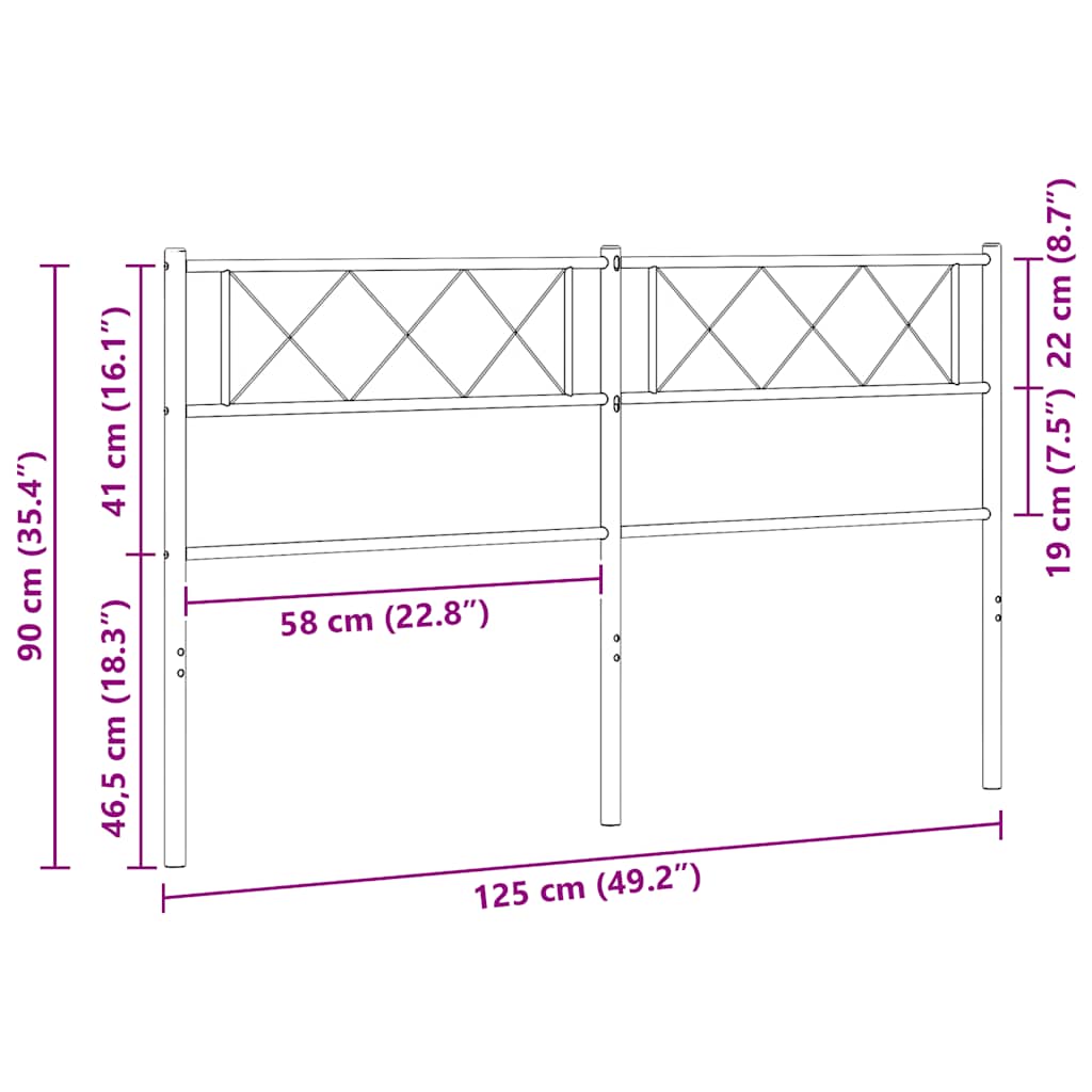 Metalno zamjensko uzglavlje crno 120 cm