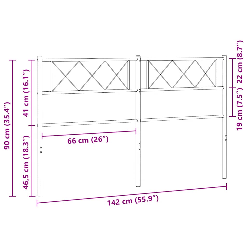 Metalno zamjensko uzglavlje crno 135 cm