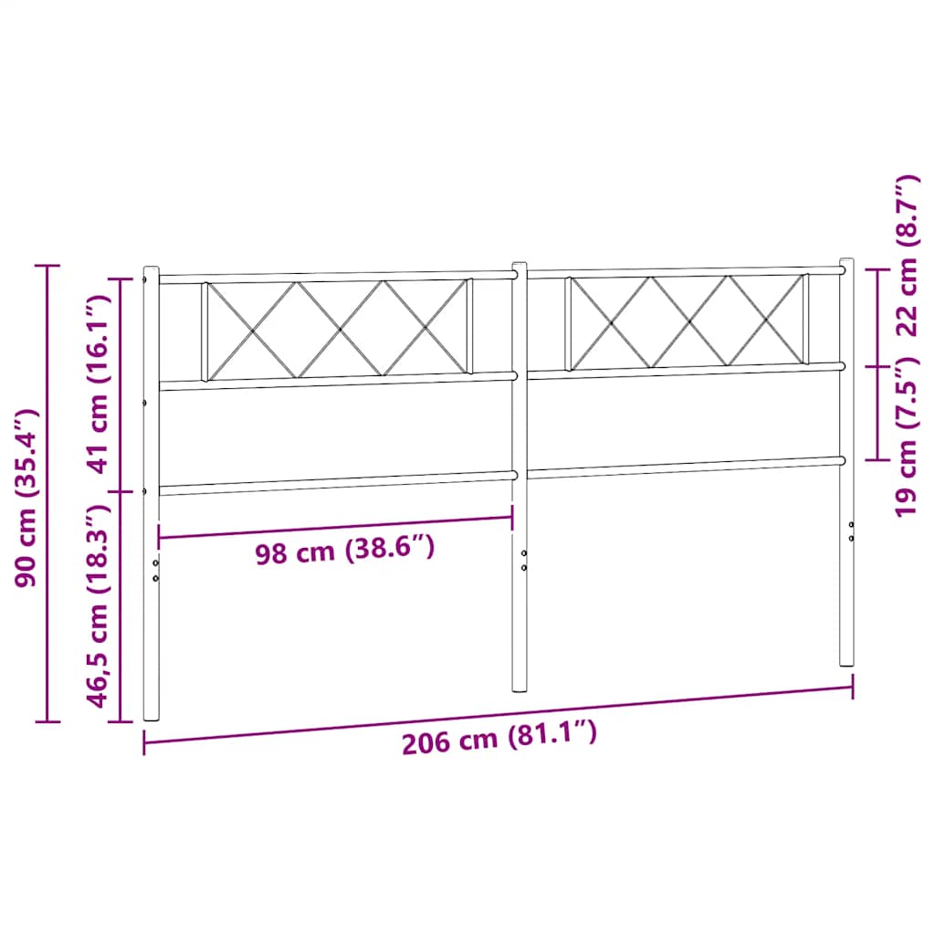 Metalno zamjensko uzglavlje crno 200 cm
