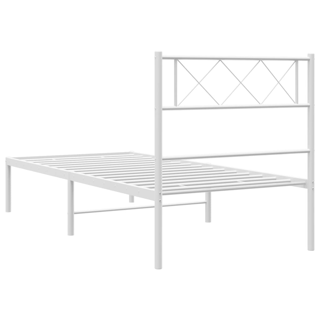 Metalni okvir za krevet s uzglavljem bijeli 80x200 cm
