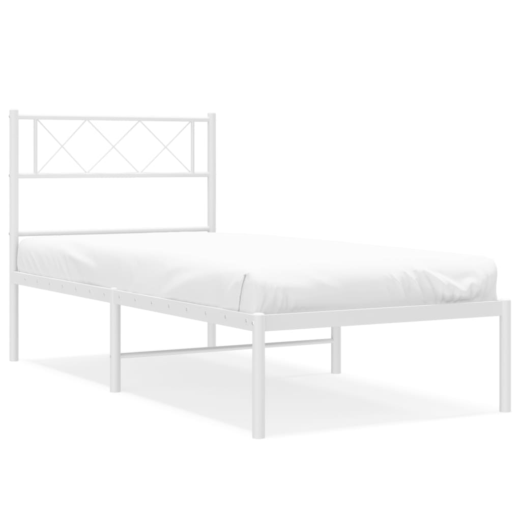 Metalni okvir za krevet s uzglavljem bijeli 90 x 190 cm