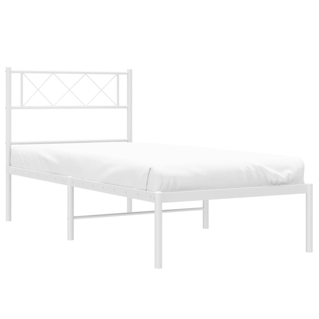 Metalni okvir za krevet s uzglavljem bijeli 107x203 cm