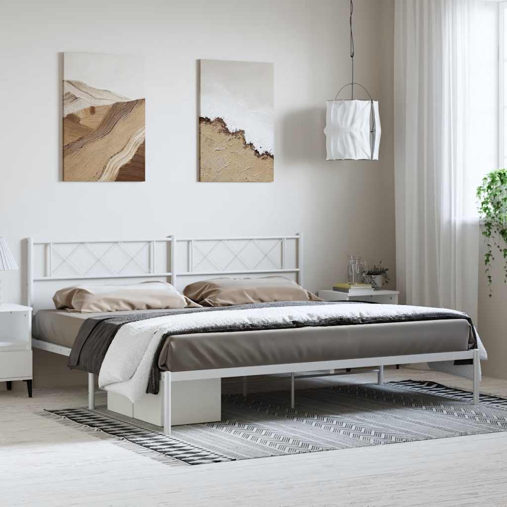 Metalni okvir za krevet s uzglavljem bijeli 183x213 cm