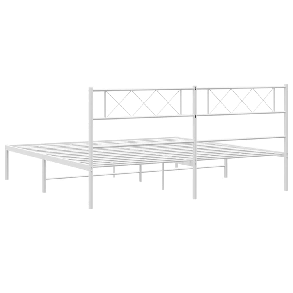 Metalni okvir za krevet s uzglavljem bijeli 200x200 cm
