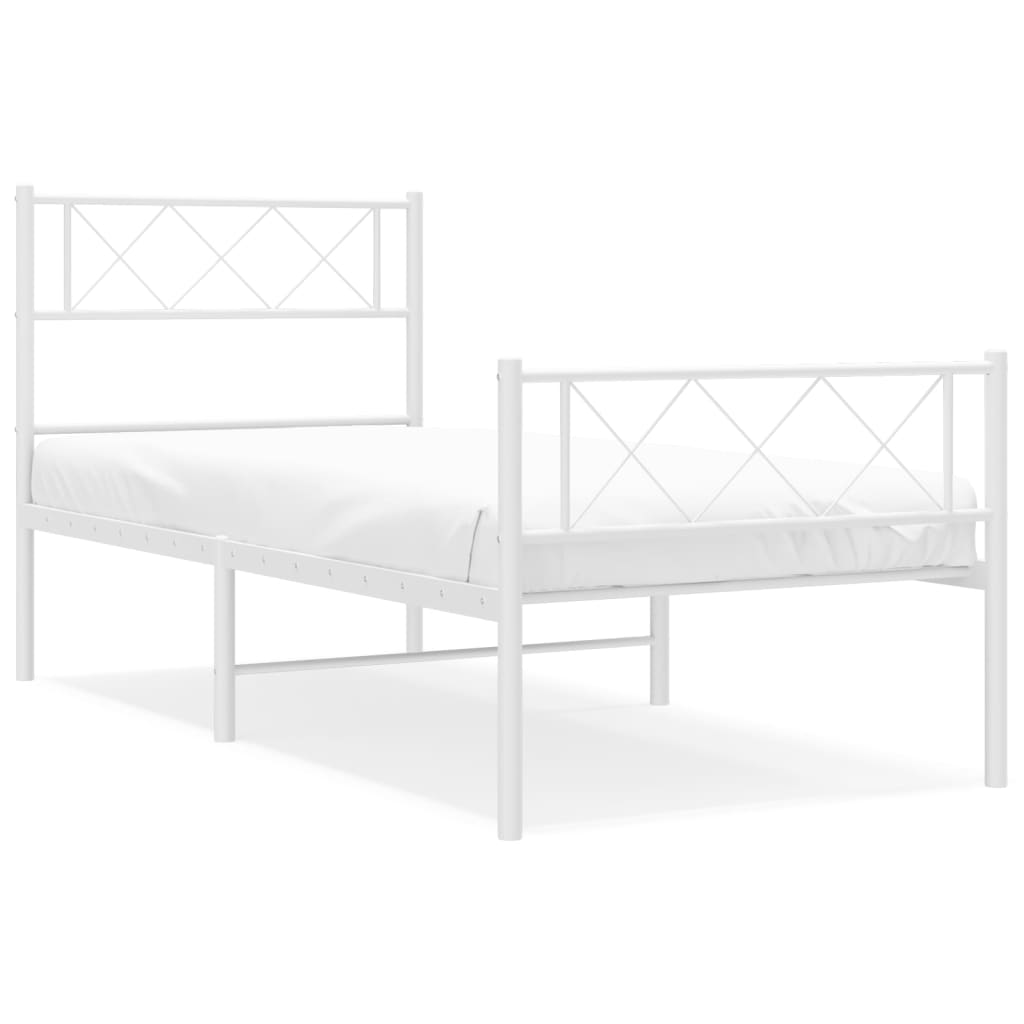 Metalni okvir kreveta uzglavlje i podnožje bijeli 107x203 cm