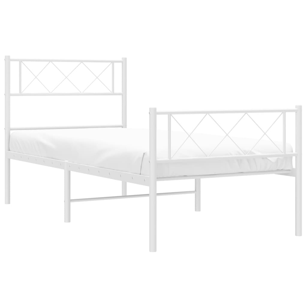 Metalni okvir kreveta uzglavlje i podnožje bijeli 107x203 cm