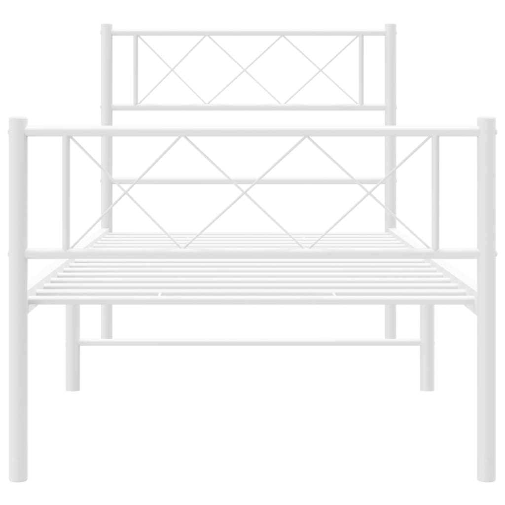 Metalni okvir kreveta uzglavlje i podnožje bijeli 107x203 cm